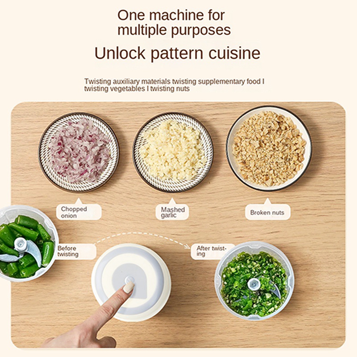 Mini picadora de ajo eléctrica portátil, procesador de alimentos inalámbrico, picadora de ajo para cebolla, jengibre y Chile, 250ML