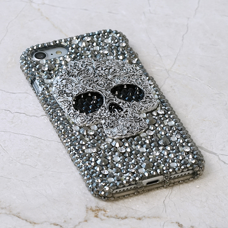 Punk Schedel handgemaakte diamond Rhinestone Cover Case Voor XiaoMi 8 lite 9T Pro A1 A2 A3 Mix Max 3 redmi Note 8 pro 5 6A 7 Pro K20 4X