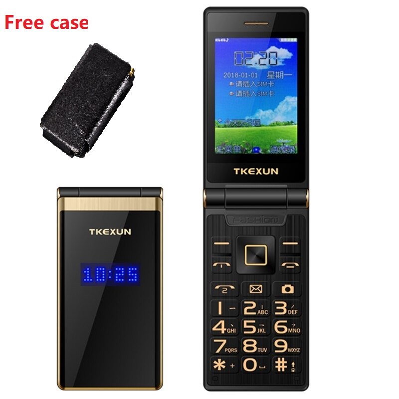 TKEXUN Flip Touch HandwritingScreen 3.0&quot; Display Telephone Speed DialSOS Metal Body Senior Not Smart Mobile Cell Phone