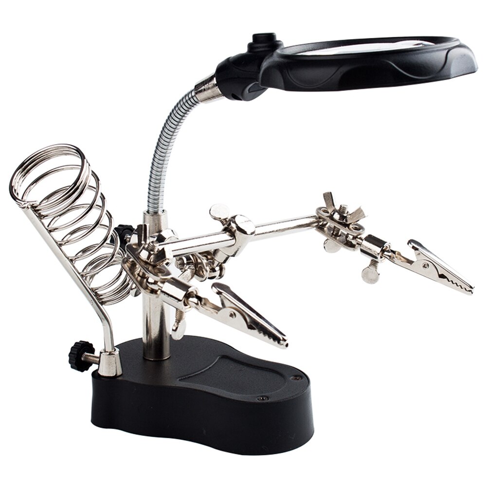Multi-Functional Welding Magnifier With 3.5X 12X Glasses Magnifying Illuminated Soldering Iron Stand Lens Third Hand Repair To
