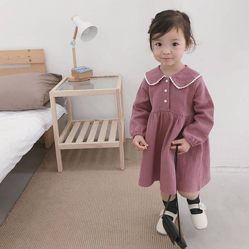 Girls Doll Collar Princess Dress Sewing Pattern Children Kids Spring Make Clothes Drawings Template DIY Kraft Brown Paper