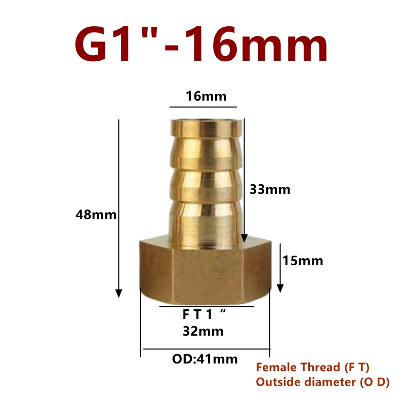 Raccordi per tubi in ottone 8 10 12 14 16 19 25 32mm Tubo flessibile Barb Tail 3/4 1 pollice BSP Filettatura femmina Connettore Giunto Adattatore accoppiatore in rame: Black / 1/4 ''
