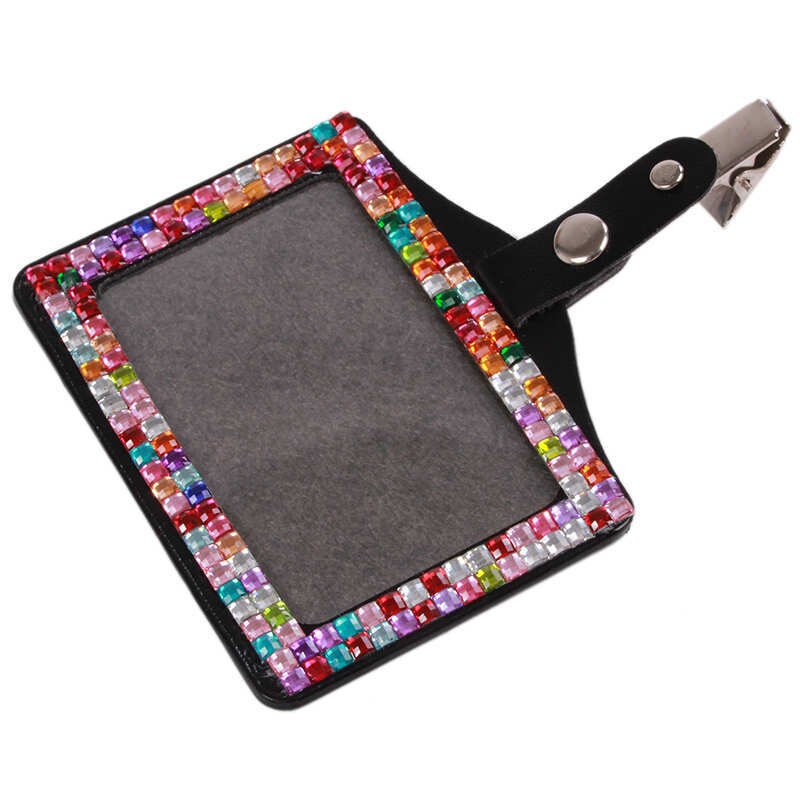 5 Colors Rhinestone Bus IC Card Holder With Clip Employee Identity Card Badge Crystal Work Unisex ID Card holder Case: MULTI