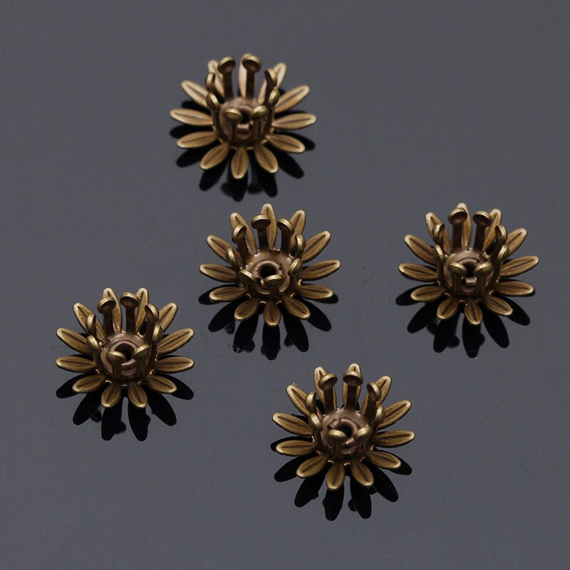 Mibrow 20pcs/lot 6 Colors 10mm Copper Flower Bead Caps Flower Filigree Loose Spacer Bead End Caps For DIY Jewelry Making: Antique Bronze