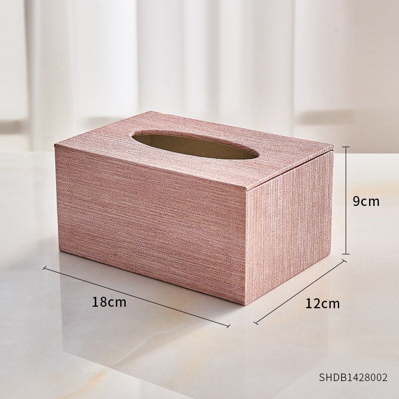 Scandinavische waterdichte tissueboxen kameraccessoires woonkamer salontafel servet papier leer textuur tissuebox: Roze