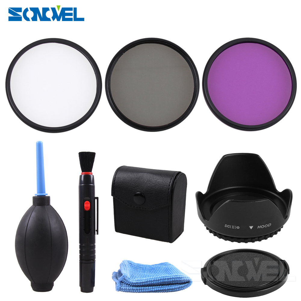 49 52 55 58 62 67 72 77 Mm Uv Cpl Fld Filter Set + Petal Flower Zonnekap + voorste Lensdop Cover + Cleaning Kit Voor Canon Nikon Sony