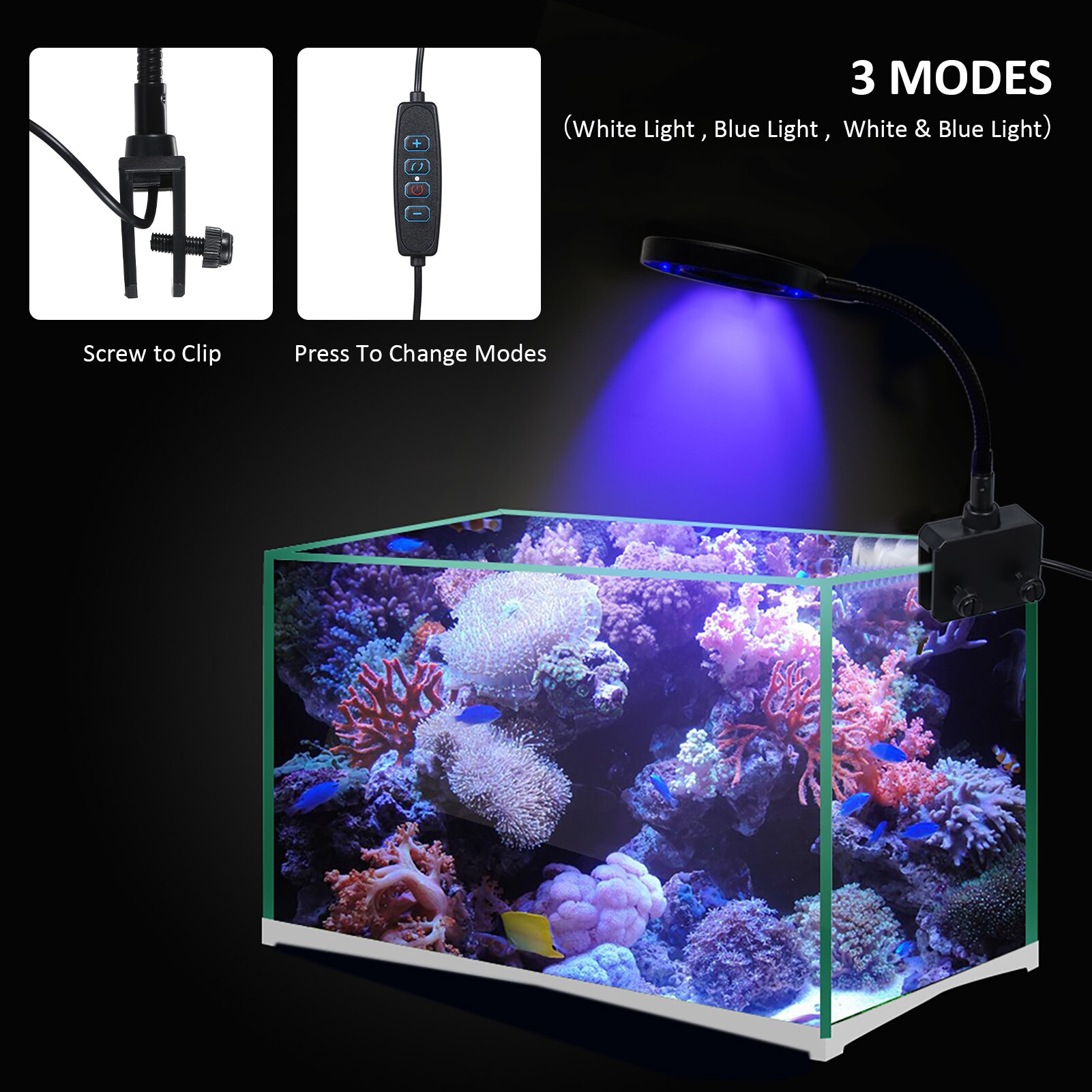 Usb  dc 5v 7w 18 led akvaario valo kalapurkki puristin pidike katselulamppu 3 väriä himmennettävä joustava joustava taitettava taitettava putki kannettava