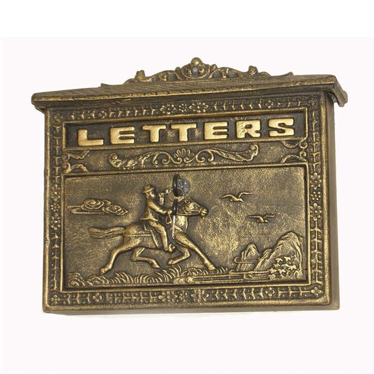 Retro Vintage European Wall Mount Locking Mailbox Cast Iron Aluminum Letter Box: Horse