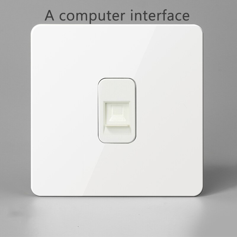 Interrupteur mural en laiton, bouton à bascule en métal vintage 220v 1/2/3/4 gangs .2 voies 10a interrupteurs pour salon levier en laiton panneau blanc: 1 prise ordinateur