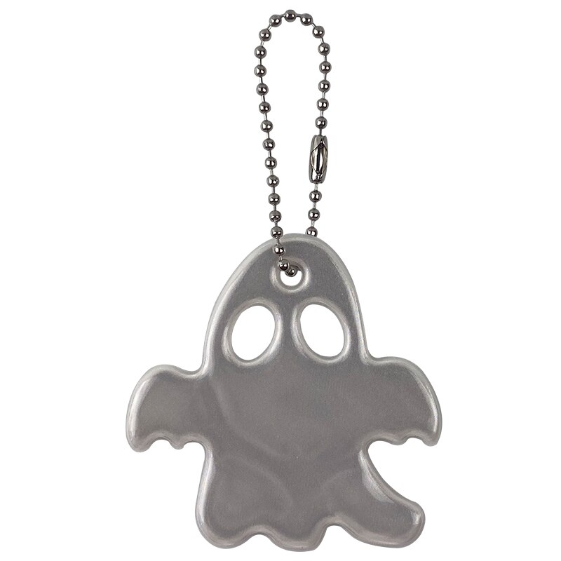 10 pcs Halloween Little Ghost Reflective Keychain Bag Pendant Accessories High Visibility Keyrings For Safety Use: 10pcs silvery white