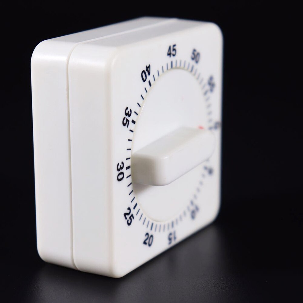 60 Minutes Kitchen Timer Count Down Alarm Reminder White Square Mechanical Timer for Kitchen mechanically timed relay