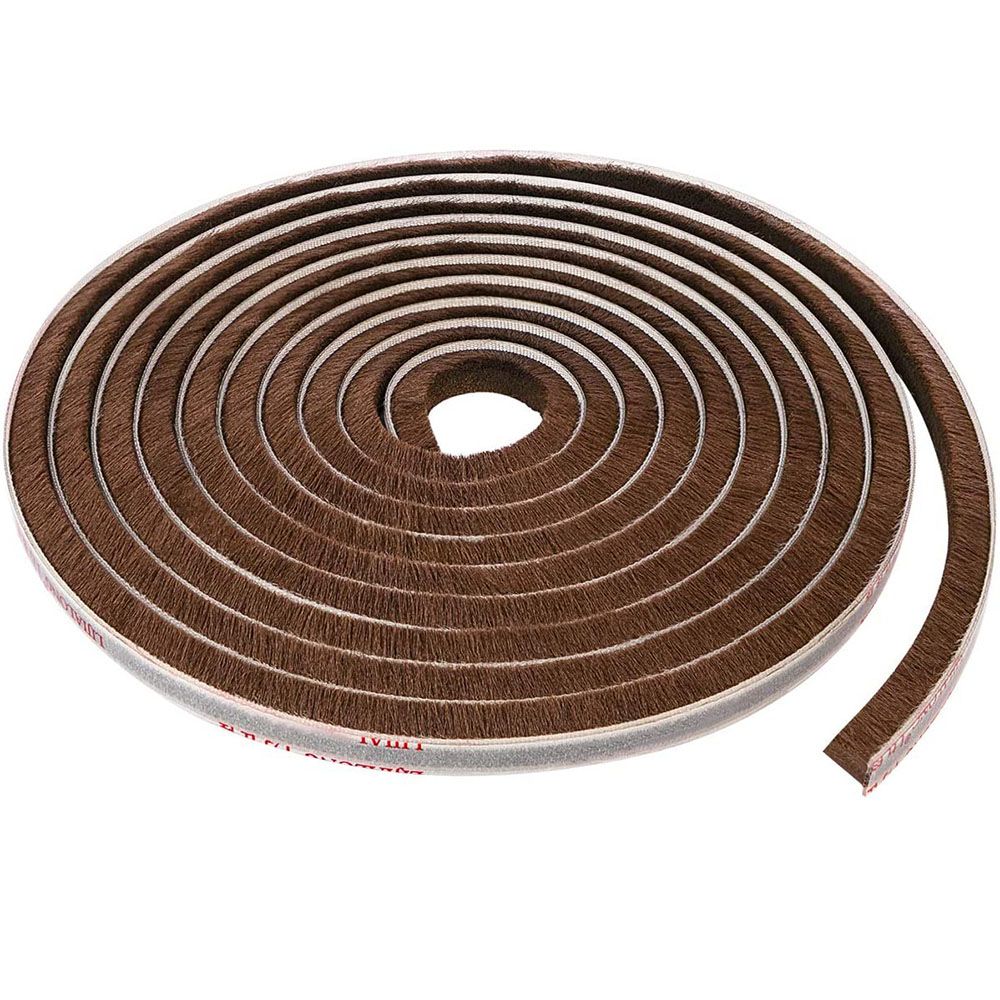 5 Meter Borstelstrip Zelfklevende Deur Raam Afdichting Strip Home Deur Geluidsisolatie Windbestendige Strip Pakking: Kaki / 12mm