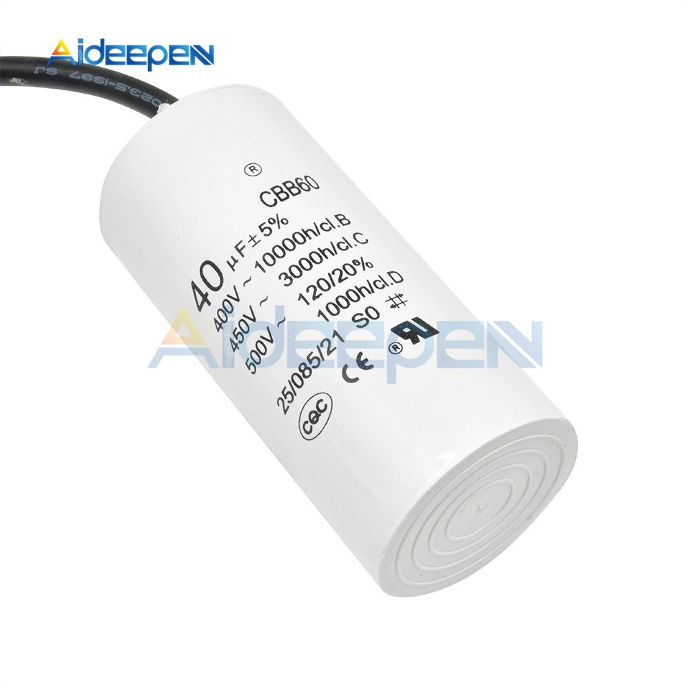 450V 40UF CBB60 Polypropylene Film Capacitor AC Motor Run Capacitors 400-500V AC for Fridge Washing Machine