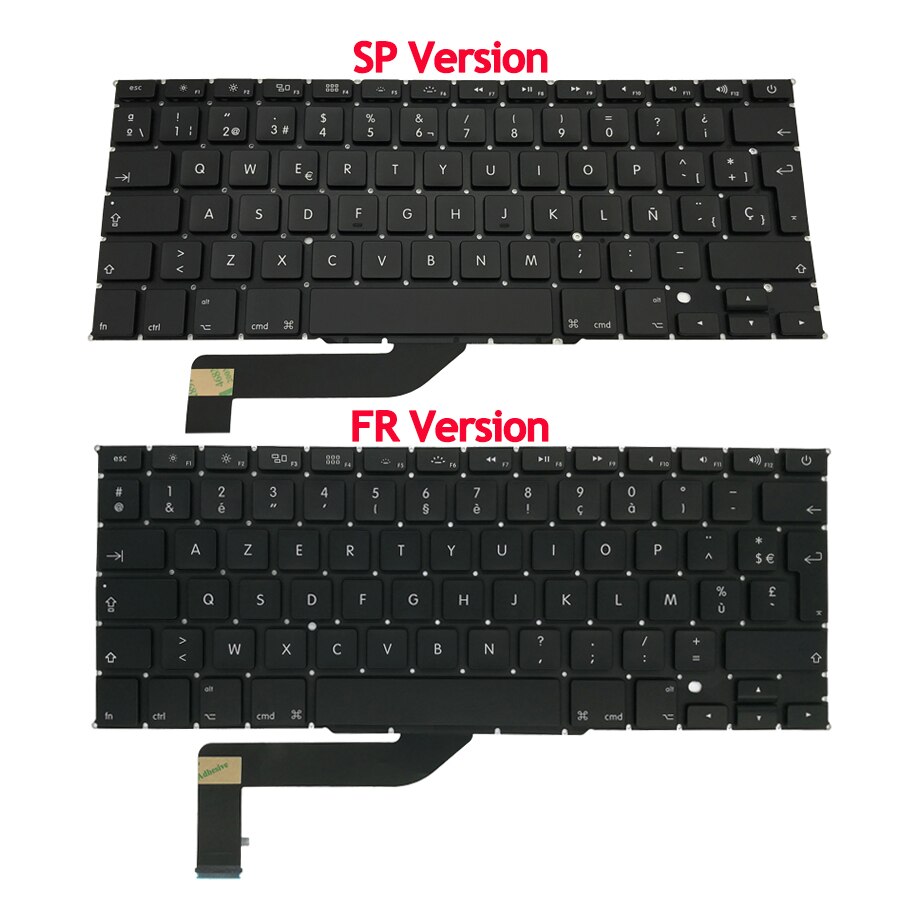 US UK Russian Spain French German Sweden Laptop Keyboard For Macbook Pro Retina 15" A1398