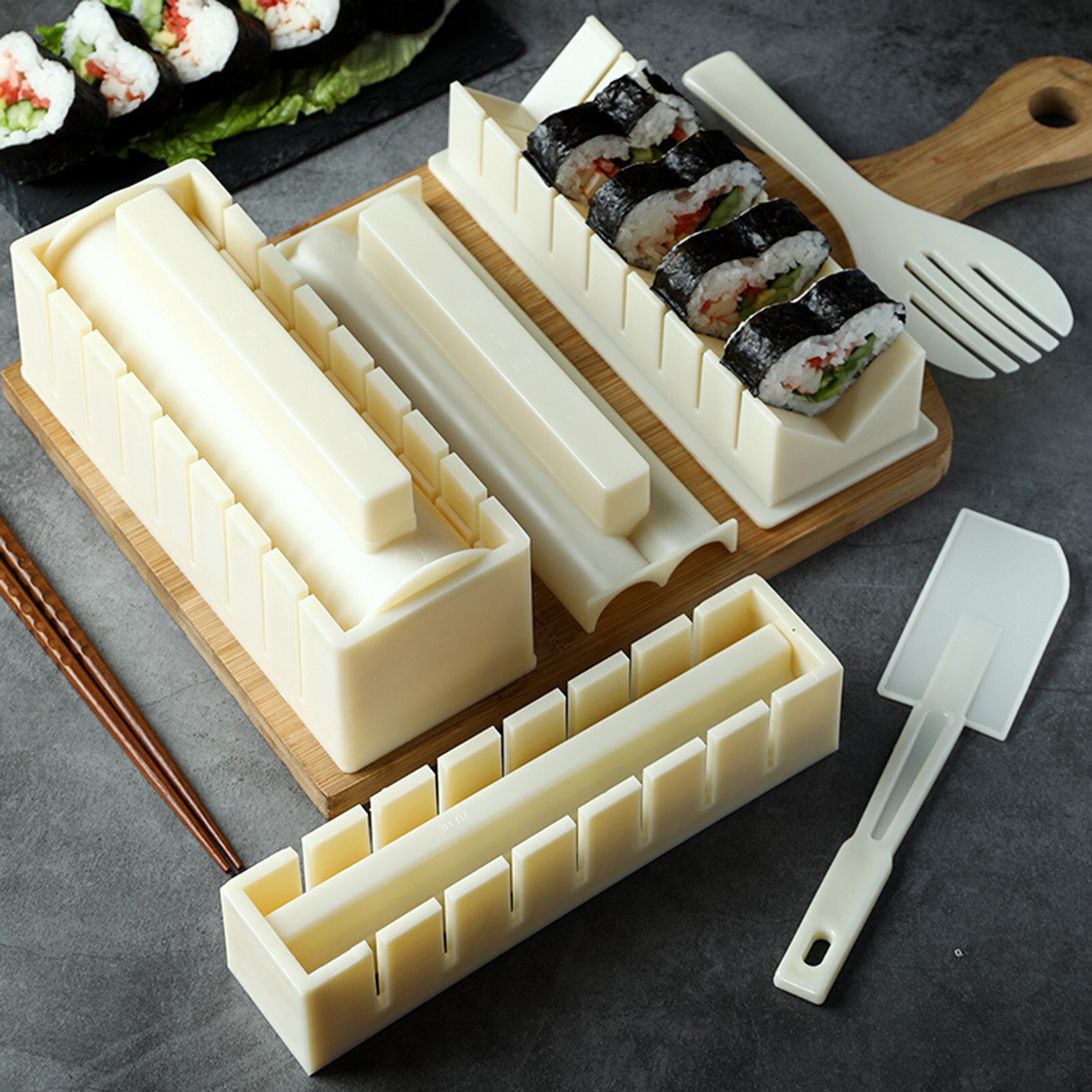 Kit de préparation de sushi, tambour de riz, moule de sushi simple, cuisine de chef japonais, outils de cuisson de sushi 13 pièces