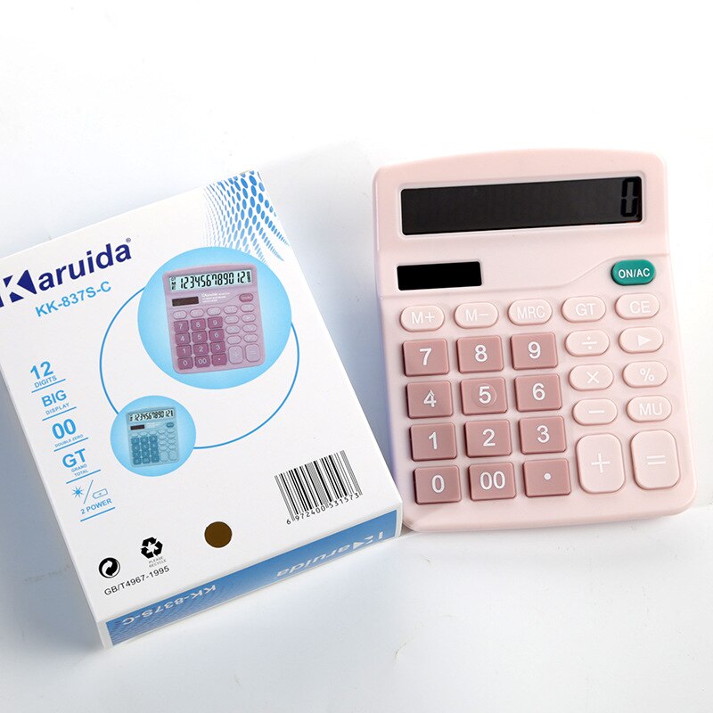 Rainbow Calculator True Solar Business Calculator 12-digit Display Financial Office Home Calculator Dual Power System Big Button