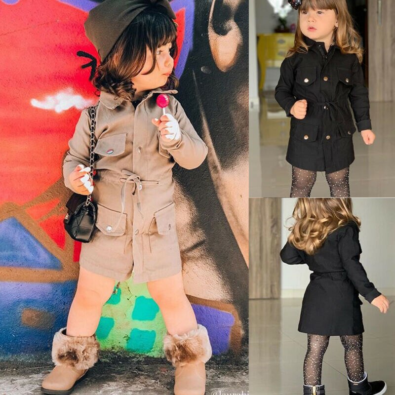 niños niñas otoño solapa cuerno manga larga cortavientos niño Casual abrigos ropa