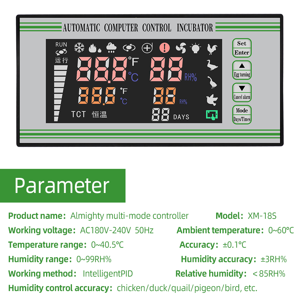 Controlador de incubadora de huevos XM-18S, control automático por ordenador, termostato de incubadora, sistema de Control multifunción completamente automático