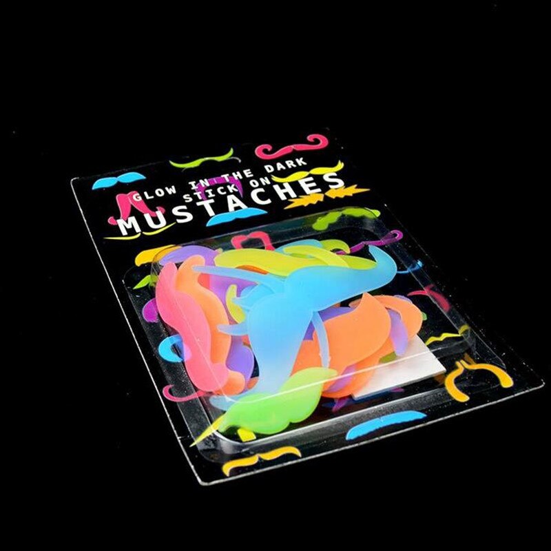 25 st/lot självlysande mustasch skägg väggdekor dekoration rekvisita glöd fest bröllop födelsedag
