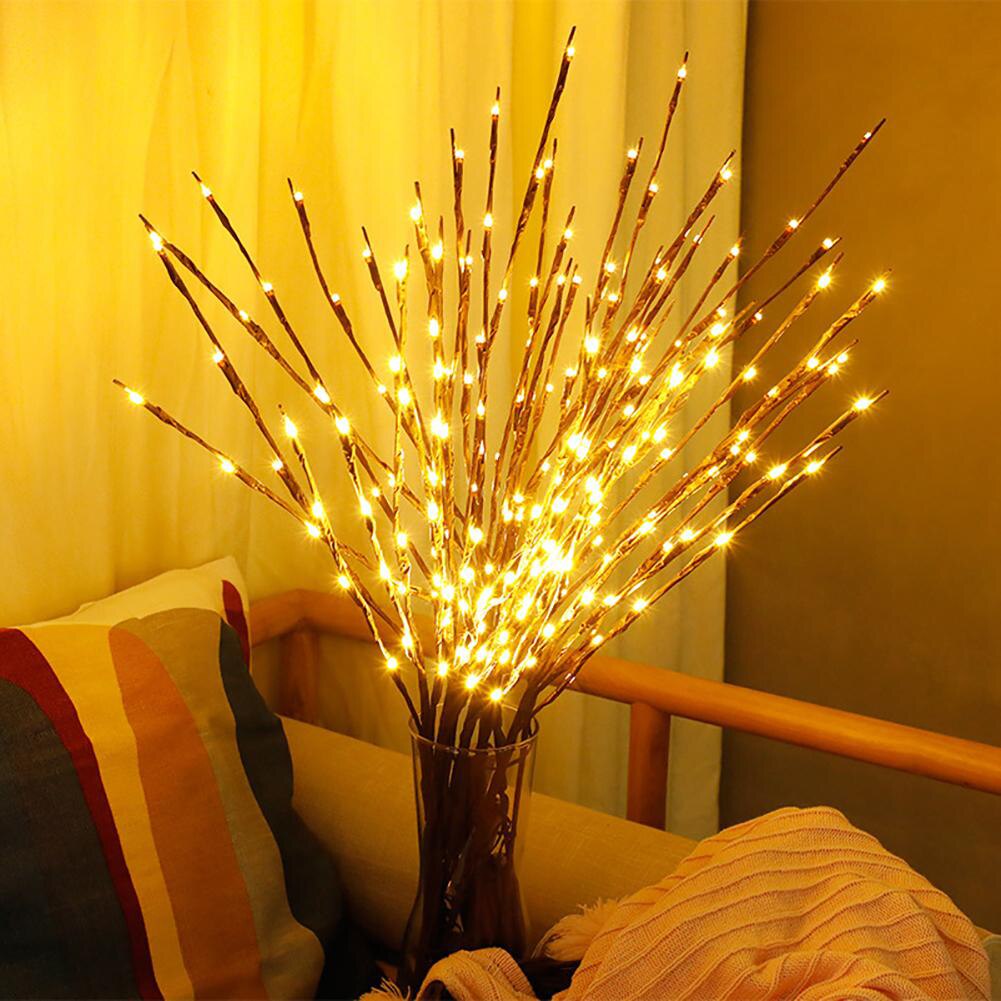 Ulalaza 6 Pack Twig Lampe à Piles LED Allumé Saule Branches Vase Remplisseurs Utiliser Pour La Décoration De Fête à La Maison De Noël Intérieur Extérieur