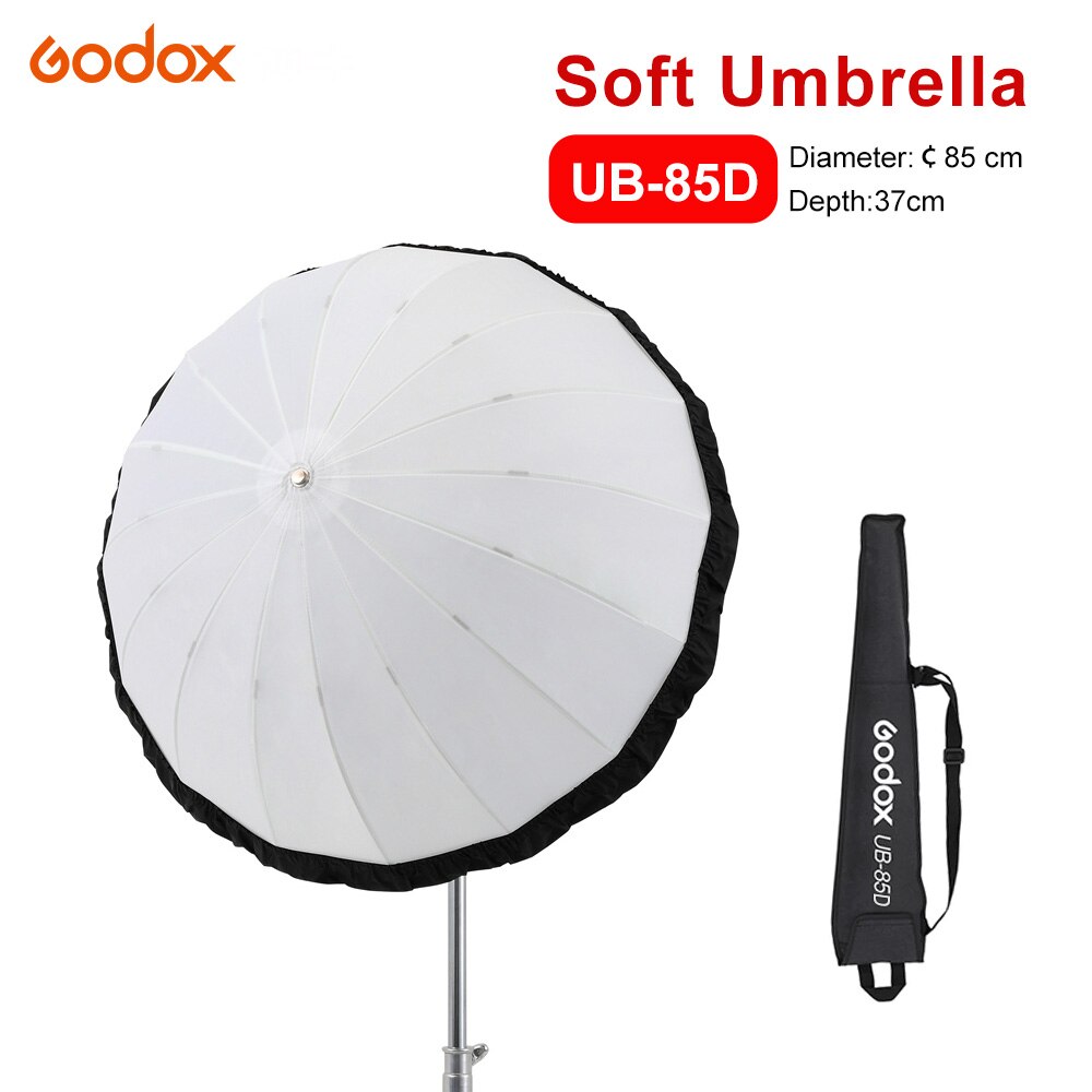 Godox UB-85D 85Cm Wit Parabolische Reflecterende Transparante Zachte Paraplu Studio Licht Paraplu Met Zwart Zilver Diffuser Cover