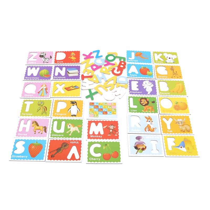 Digitale kinderletter verlichting herkenning fruit dieren bewustzijnskaart houten educatief speelgoed taal leren: Default Title
