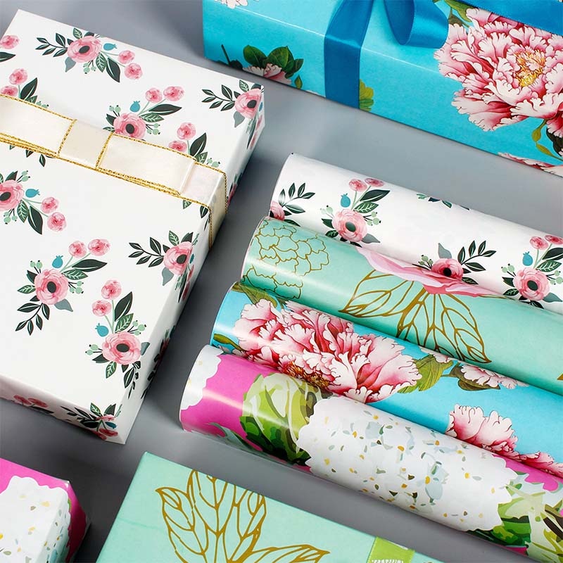 Blomster jul bryllup dekorasjon papir 50 * 70cm rose peon delikat blomsterdekorasjon innpakningspapir