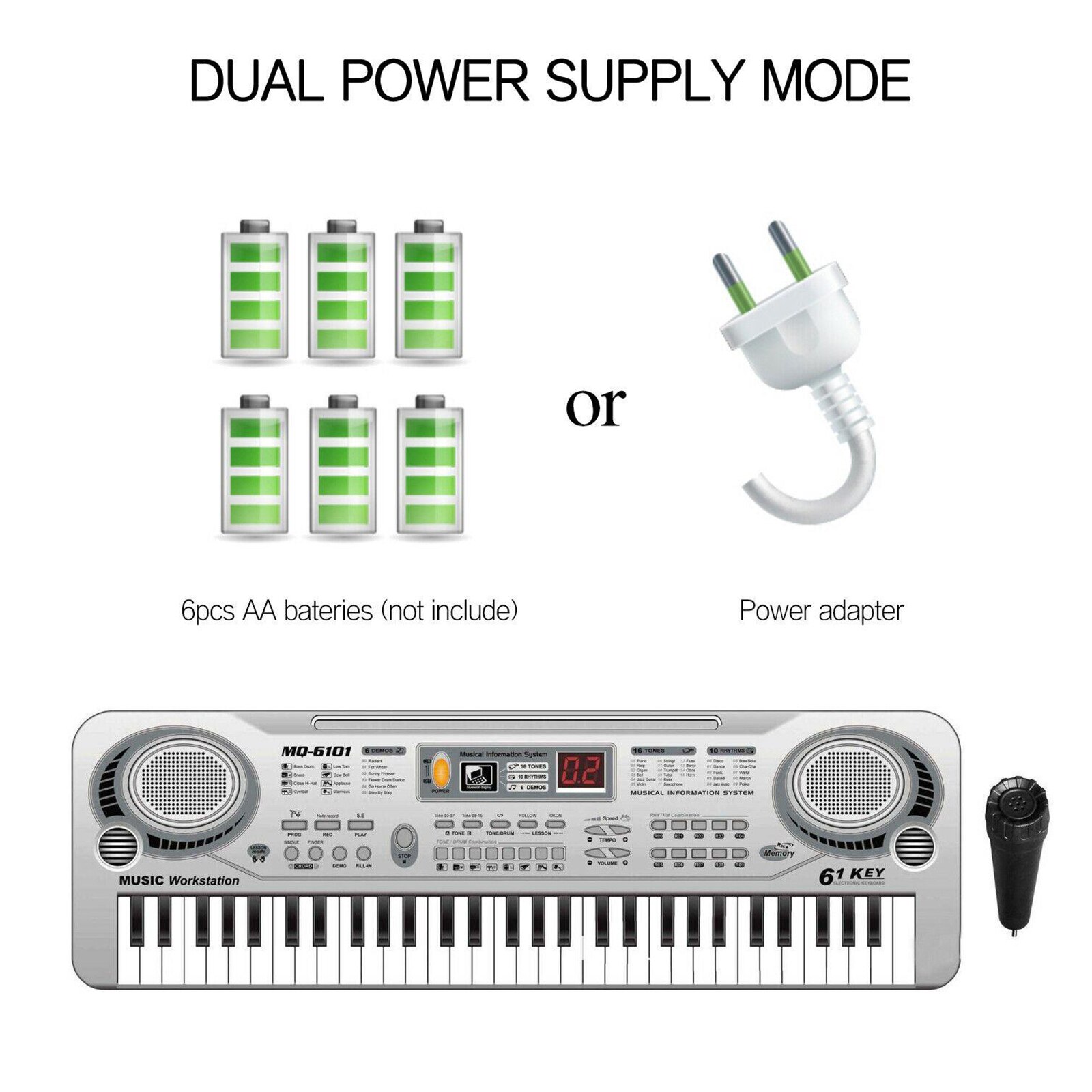 thumbnail image 2 of IMeshbean 61-Key Electronic Keyboard Piano For Kids – Beginner Music Set With Microphone, Stand, LED Display, Xmas Gift 2 of 4