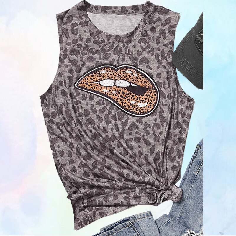 Luipaardprint dames tanktops met panterprint, ronde hals, mouwloos, oversized tanktop, dames zomer harajuku kleding