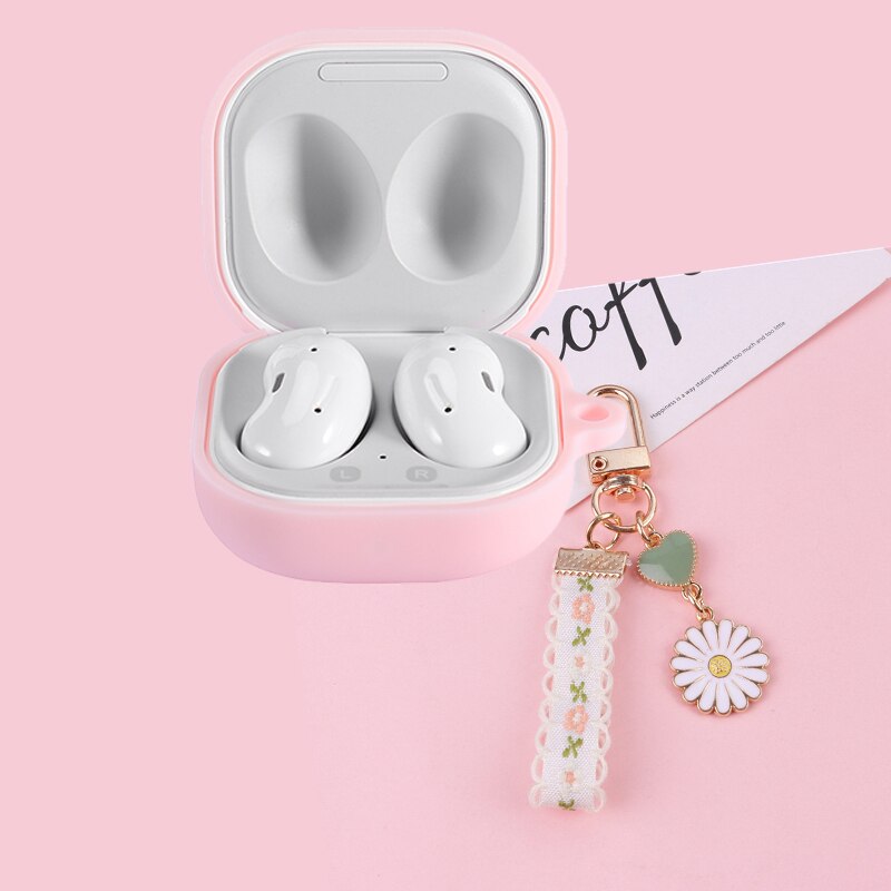 for Samsung Galaxy Buds Live case Korea flower keyring earphone Case for Galaxy Buds Live cover Non-slip silicone protect case