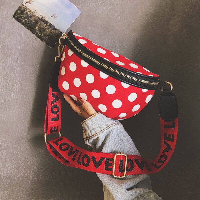 Bolso de pecho de lunares para mujer, bandolera de lona de , a la , pequeña, cuadrada,