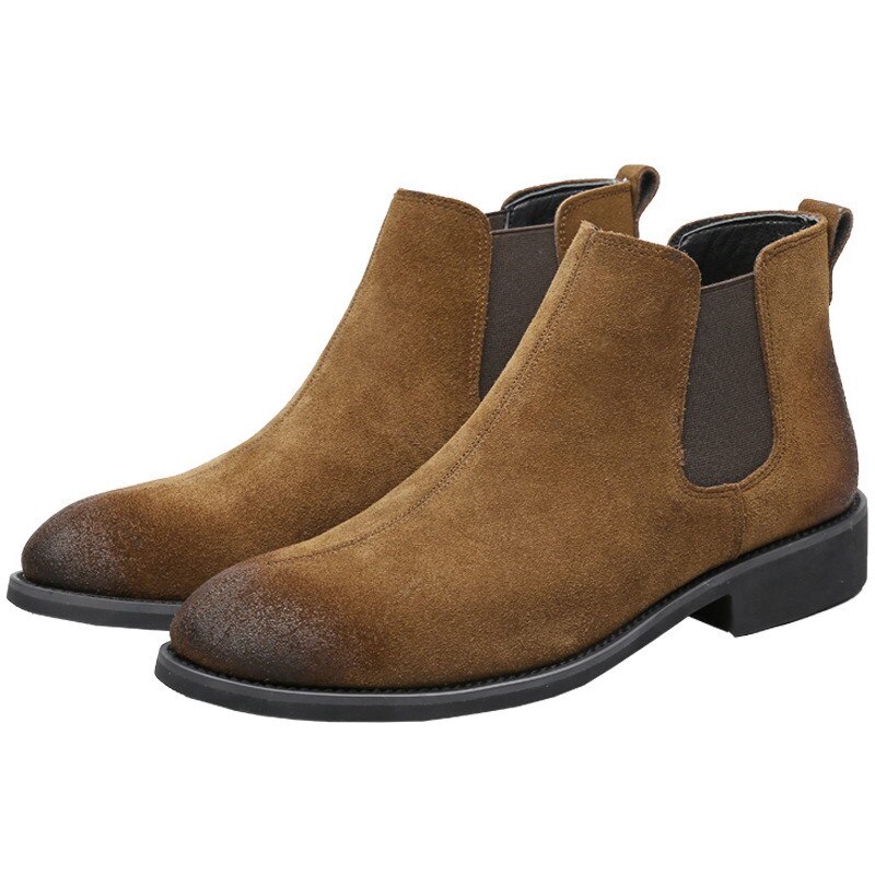 Errfc herr bruna chelsea boots rund tå man svarta ankel boots för man mocka nubuck trending skor 38-45
