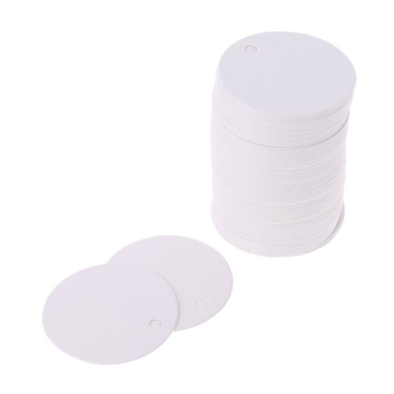 Étiquettes volantes en papier Kraft vierge, 100 pièces, pour de mariage, carte , 3.5cm, ,: WHITE