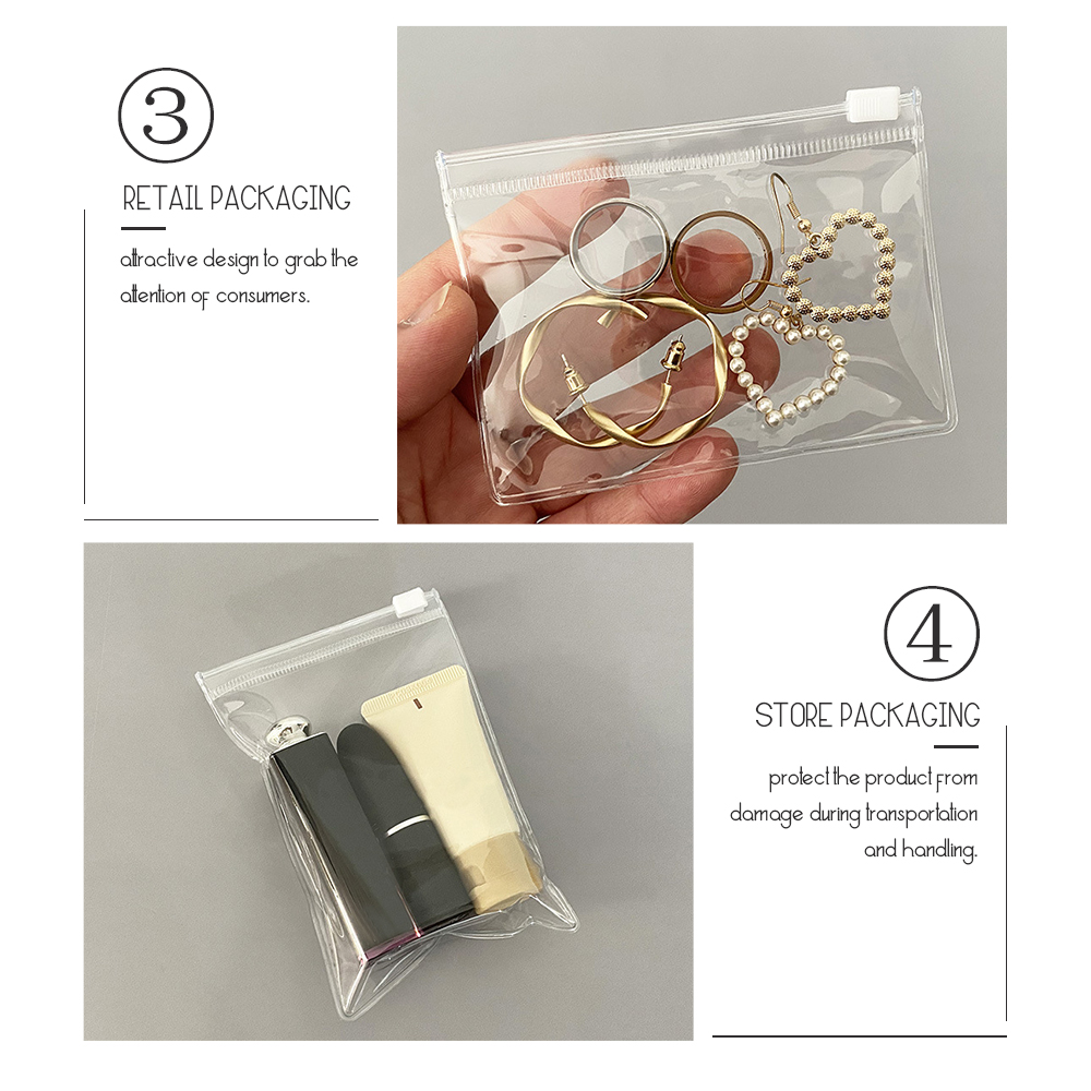 Bolsa con cremallera para joyería, plástico PVC transparente, pulsera, collar, pendientes, bolsa de para embalaje de pequeñas empresas, 10/20 Uds.