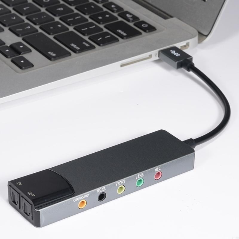 Interface de áudio usb, placa de som externa com entradas para microfone, entrada de linha e saída óptica spdif para edição de áudio.