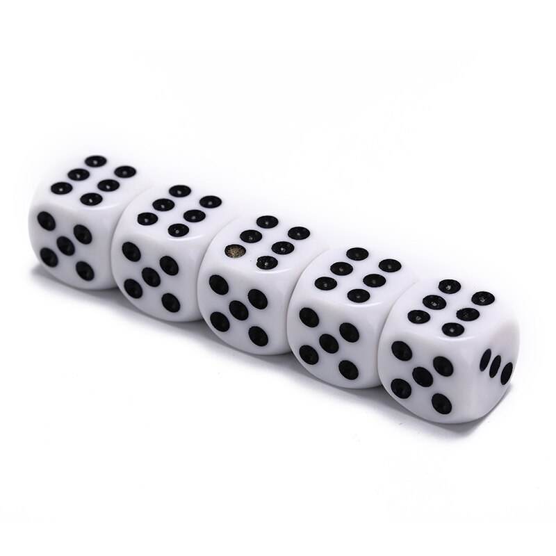 Drinking Dice Acrylic White Round Corner Hexahedron Dice Club Party Table Playing Games RPG Dice Set 5Pcs/Lot 16mm