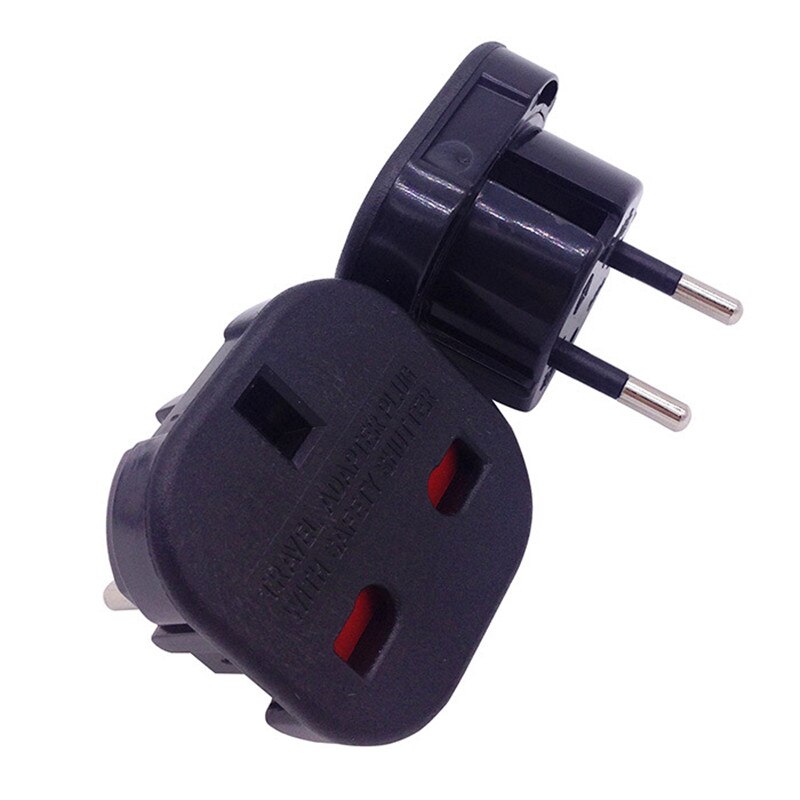 Universal Travel UK to EU Euro Plug AC Power Charger Adapter Converter Socket Black Power Plug Adaptor Connector