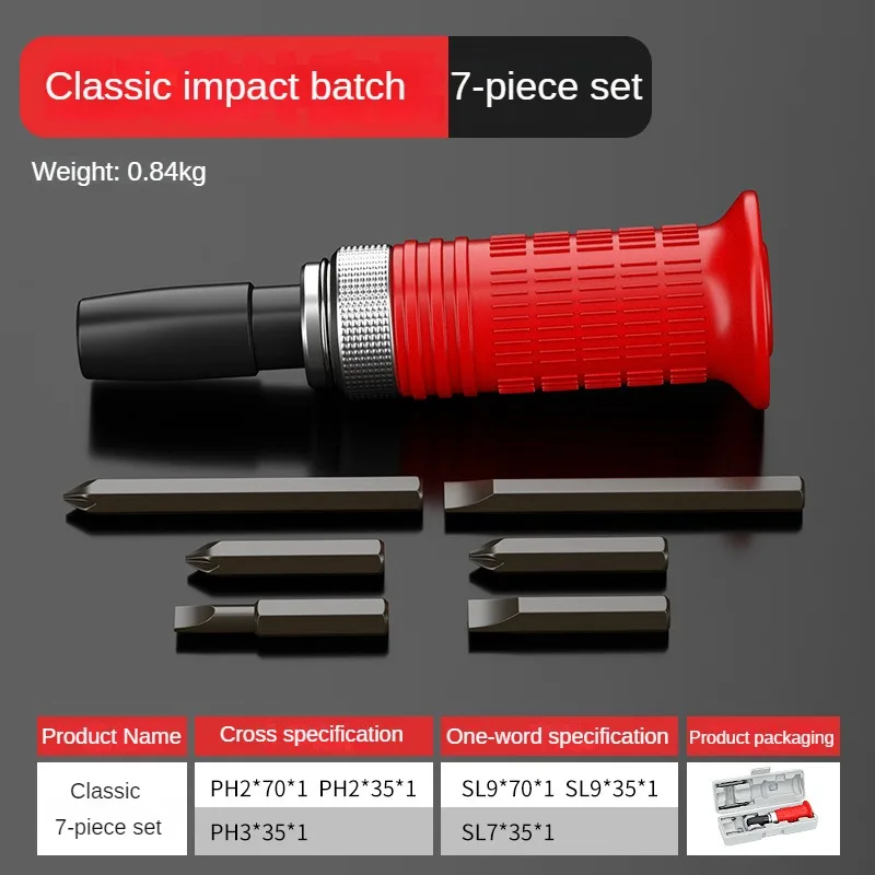 Destornillador de impacto , herramienta de electricista, accesorio de grifo, Extractor de aflojador de tornillo giratorio, herramientas de mano, destornillador de martillo: Rojo