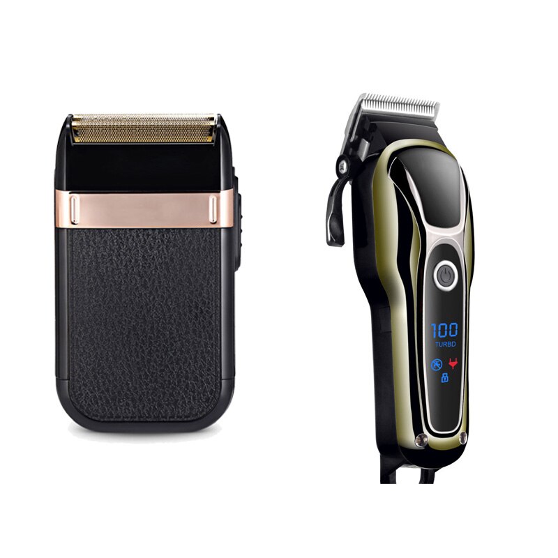 Barber Hair Clipper Rechargeable Electric T-Outliner Finish Cutting Machine Beard Trimmer Shaver Cordless USB: set 1