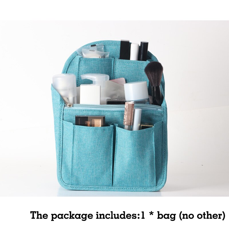 Backpack Organizer Insert Bag Nylon Handbag Liner Carry Pockets Women Travel Cosmetic Insert Tote Lady Female Makeup liner Bag: Blue