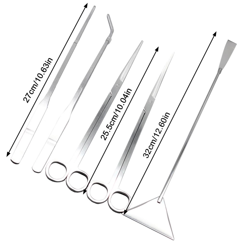 5pcs Aquarium Tank Tools Kit Aquascaping Fish Tank Aquatic Plants Long Tweezers Scissors Stainless Steel Maintenance Tool