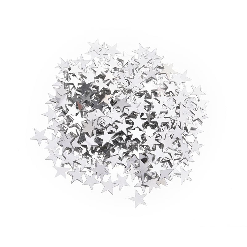 1000 stks/zak 10mm Vijfpuntige Ster Confetti Goud Zilver Groen Rood Blauwe Ster Papier Schroot Wedding Party Decoratie confetti: Silver