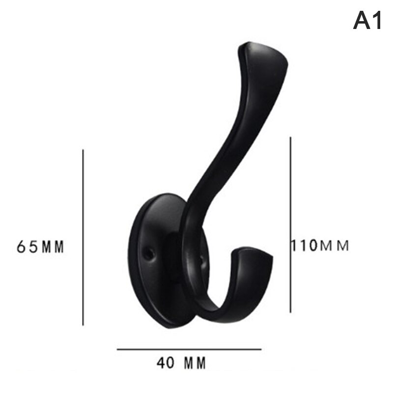 1pc Heavy Duty Coat Hooks Wall Mounted For Hat Hardware Dual Prong Retro Coat Hanger Black White Color: A