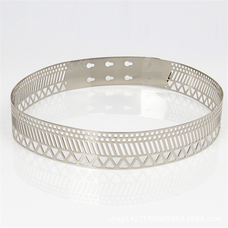 Metal Mirror Waist Belt 4 cm Width Women hollow Metallic Celebrity Gold silver Wide Band For Women Belts BL23