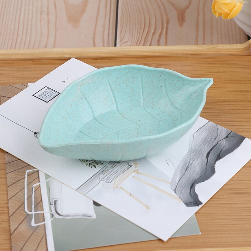 Blader tallerken baby kid bolle hvete halm soyasaus tallerken ris bolle tallerken servise matbeholder forrett tallerkener: Grønn