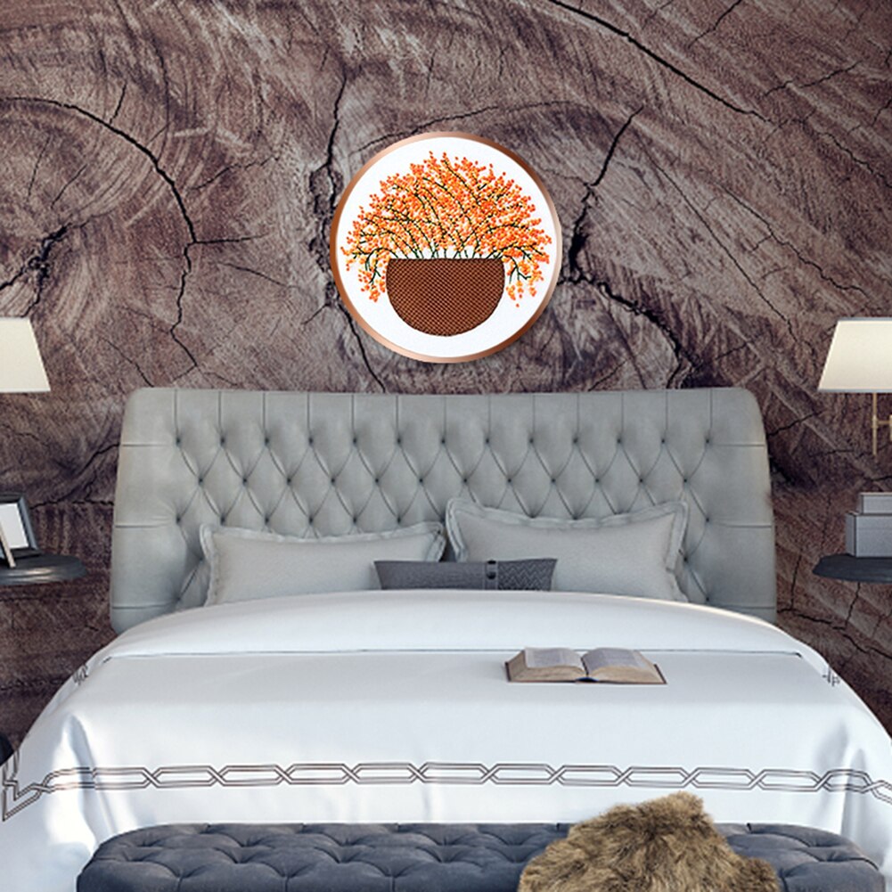 Blossom Patterns Embroidery Needlework Cross Stitch Kits DIY Gypsophila Canvas Embroidery Needlework DIY Framed