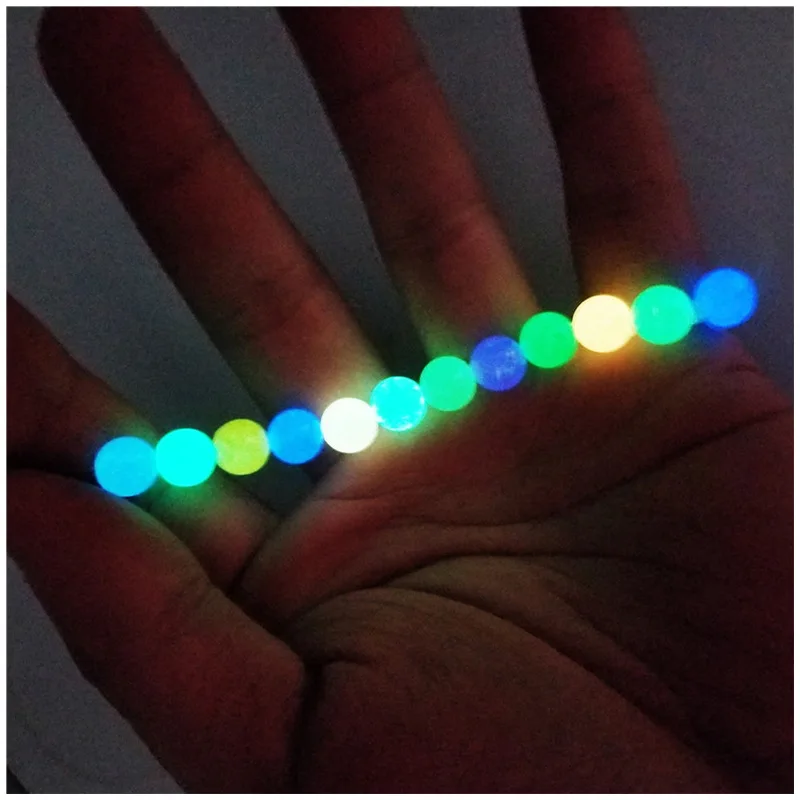 6-8-10mm sterke selvlysende perler som lyser i mørket, løse avstandsperler til merking av smykker, gjør-det-selv halskjede og armbånd