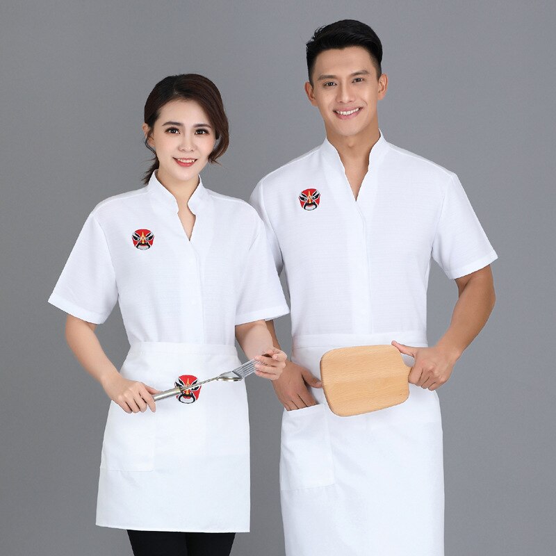 chef's work clothes men's short sleeve summer dini... – Grandado