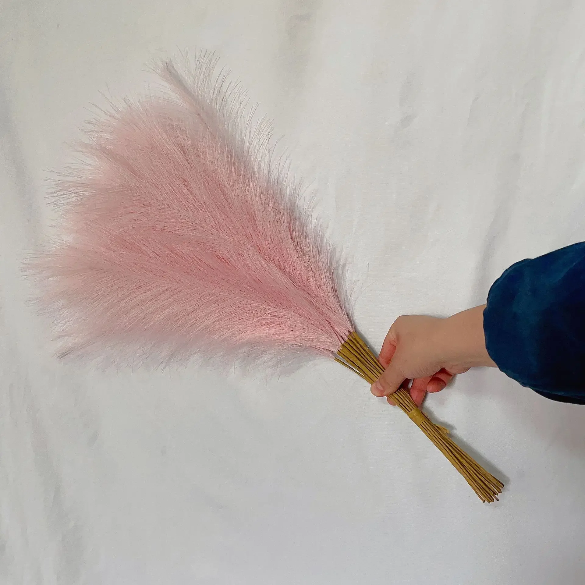 10 Stück Seiden-Pampasgras-Dekor, künstlicher Blumenstrauß, flauschige Simulation, künstliche Pampas-Anordnungen für Hochzeit, Heimdekoration: Hellrosa