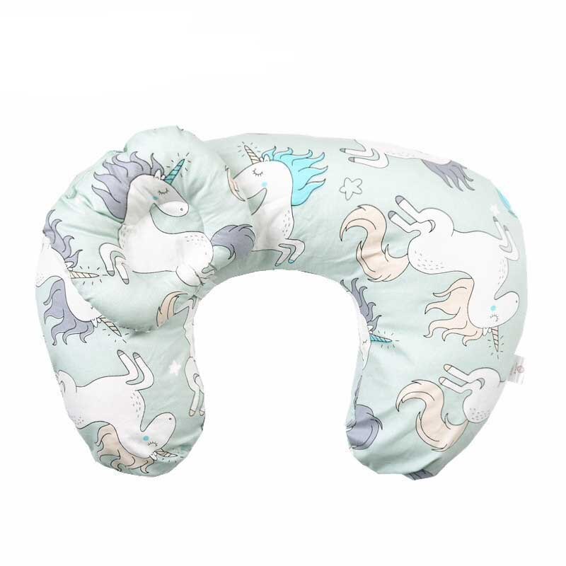 Oreiller d&#39;allaitement en coton en forme de U pour -né, coussin lombaire pour allaitement: green